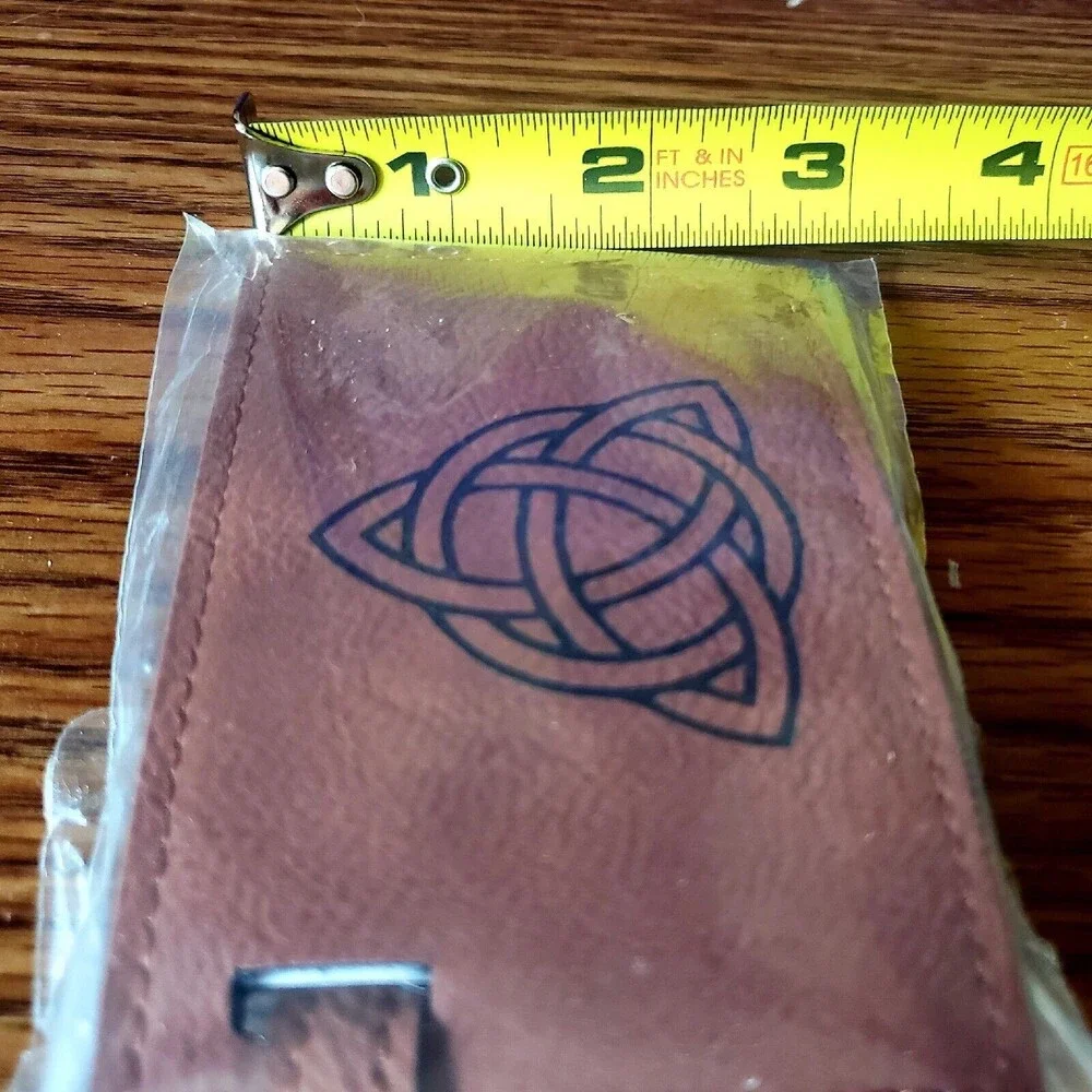 Celtic Circle Knot Luggage Tag Rawhide Leather Bag Location Charm With Buckle